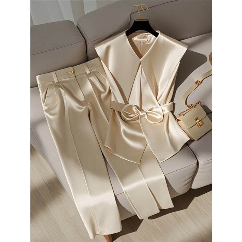 Western Style Champagne Top & Trousers Set - Trendy Fashion for 2025 - Buy Center