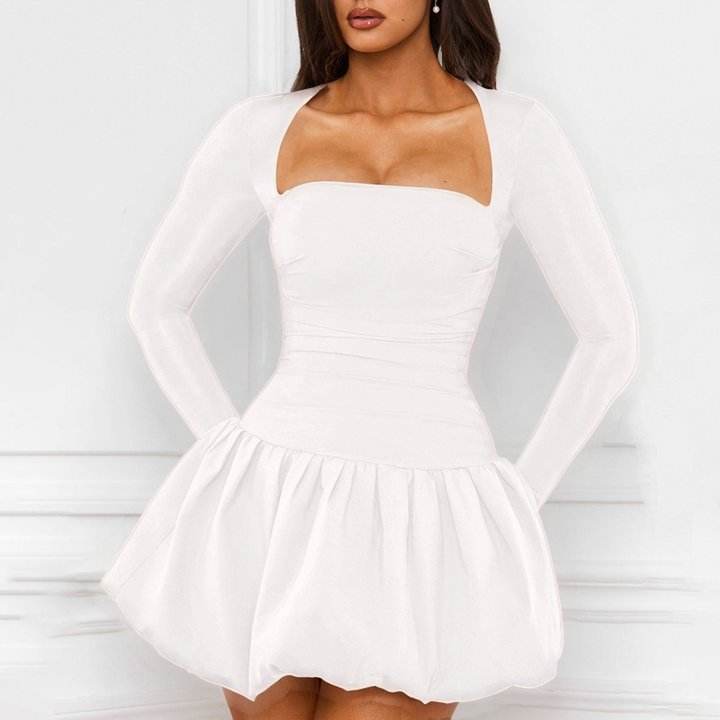 Elegant Backless Long Sleeve Dress - High Waist Bud Skirt in 3 Colors - Buy Center