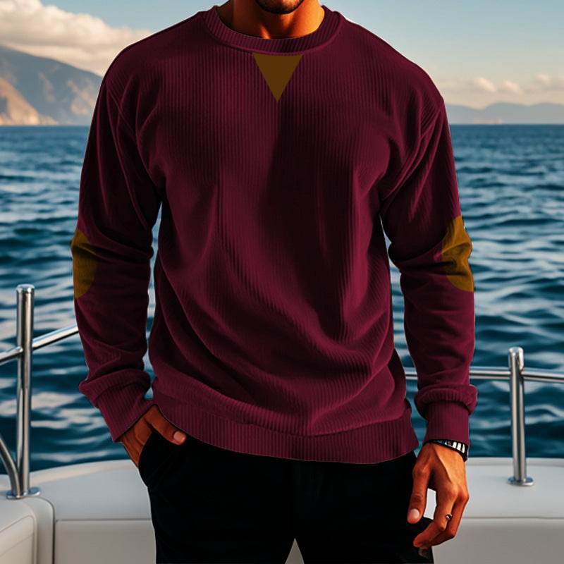 Buycenter Stand Collar Corduroy Sweater for Men - Long Sleeve Pullover - Buy Center