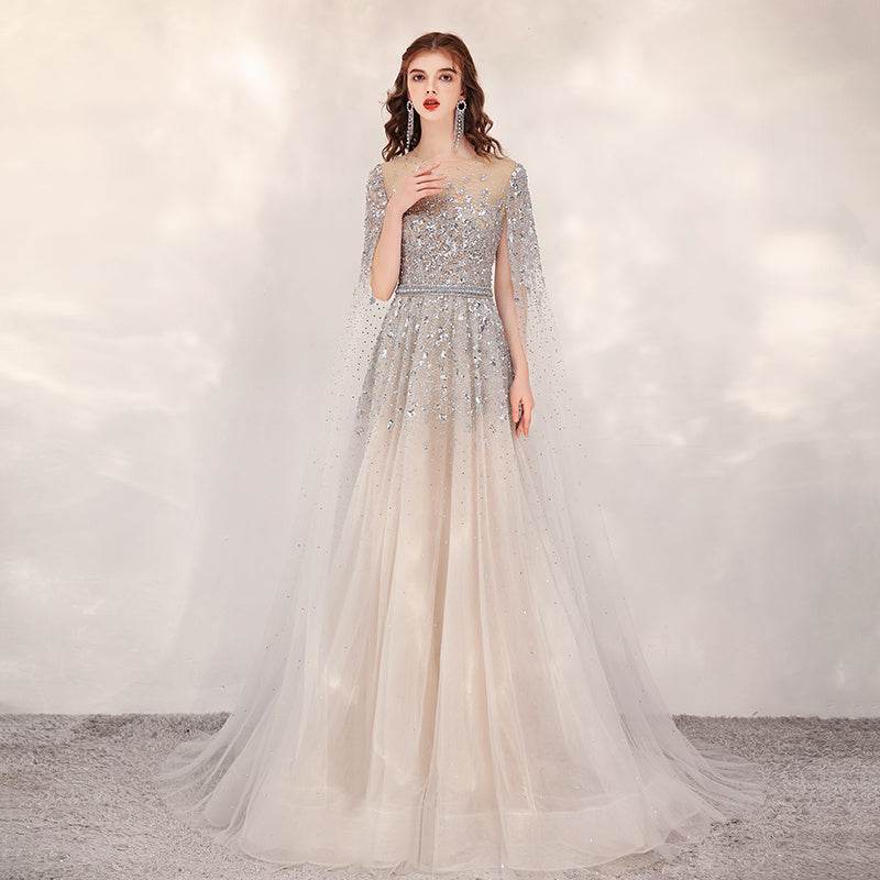 Buycenter Gold High-End Evening Dress - Korean U-Neck Design, Sizes S-3XL - Buy Center