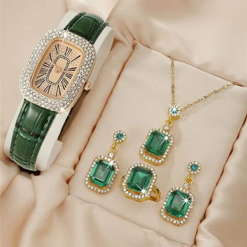 Women's Fashion Quartz Watch Set - Diamond Belt & Jewelry Accessories - Buy Center