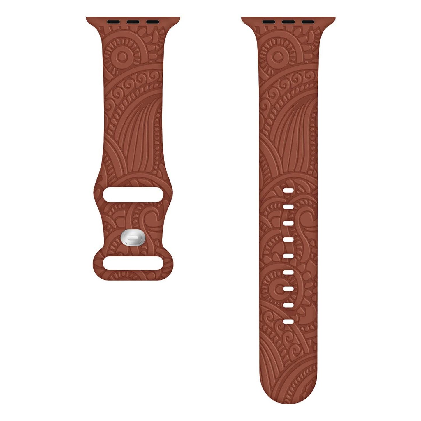 Laser Carved Silicone Strap - Cashew Print for Apple Watches 38-49mm - Buy Center