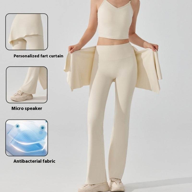 Nude Feel High Waist Bell Bottom Pants - Stylish Comfort & Detachable Skirt - Buy Center