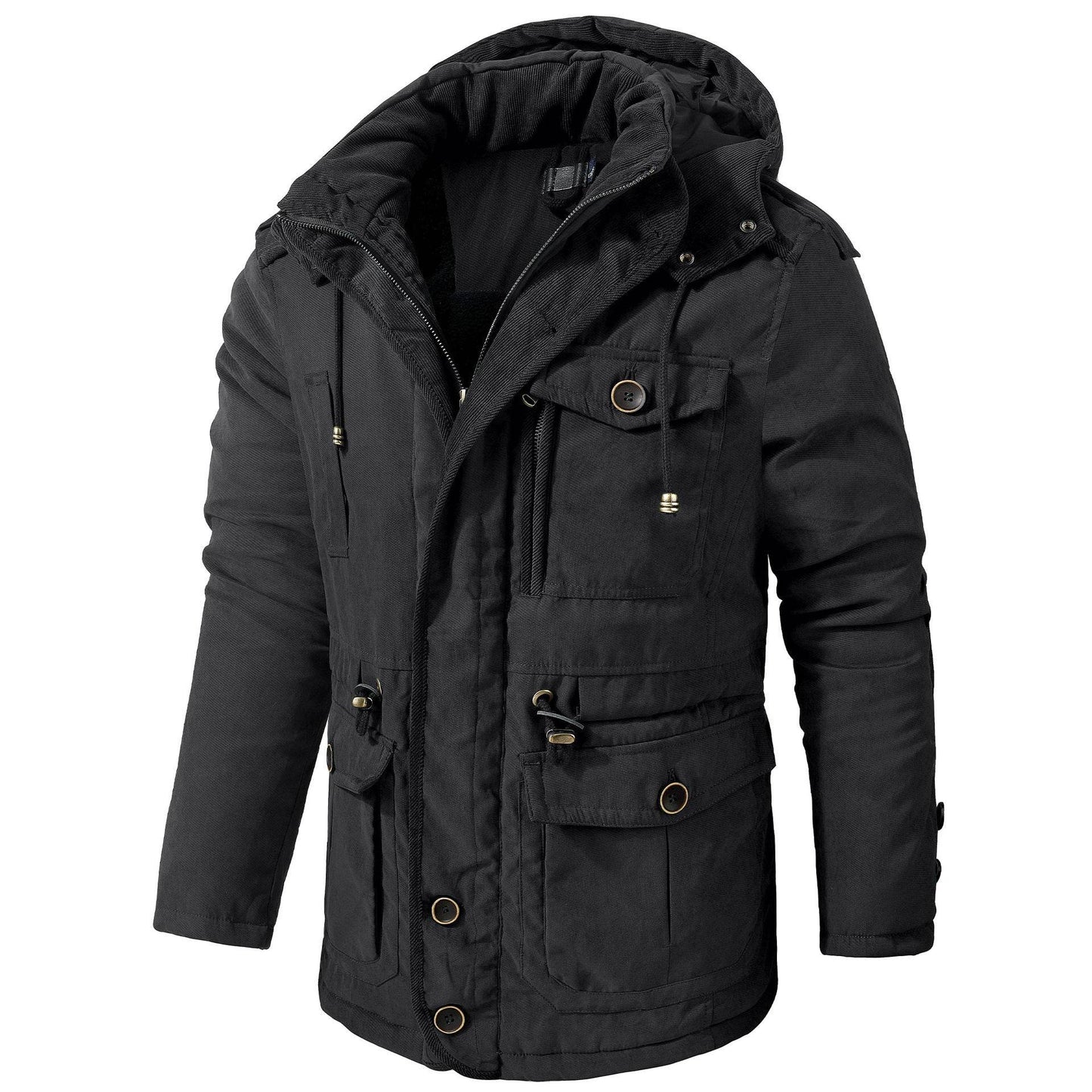 Men's Plus Size Hooded Fleece-Lined Parka - Stylish Mid-Length Winter Coat - Buy Center