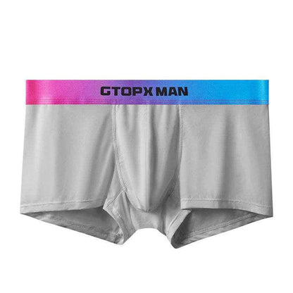 Men's Ice Silk Low Waist Boxers - Breathable Nylon Gradient Design