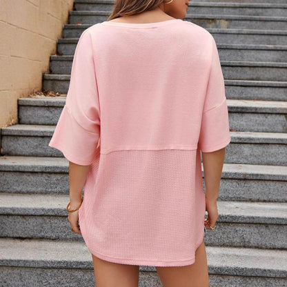 Women's Waffle Knit Top - Short Sleeve Fashion in Trendy Colors 2025 - Buy Center