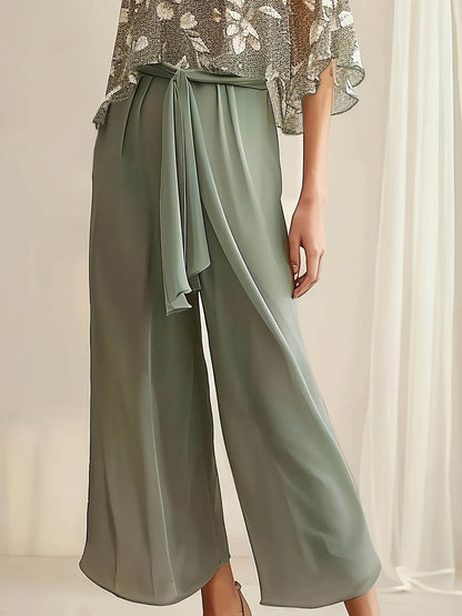 Elegant Two-Piece Women's Suit - Floral Shirt & Pants Set - Buy Center
