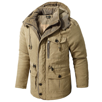 Men's Plus Size Hooded Fleece-Lined Parka - Stylish Mid-Length Winter Coat - Buy Center