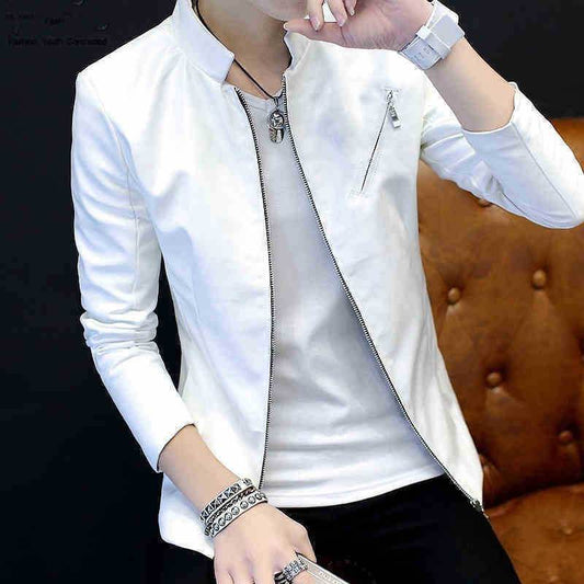 Trendy Youth Genuine Leather Jacket - Stand Collar, Fleece Option Available - Buy Center