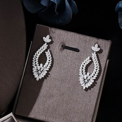 Elegant Bridal Four-Piece Jewelry Set - White Gold & Gemstones 2025 - Buy Center