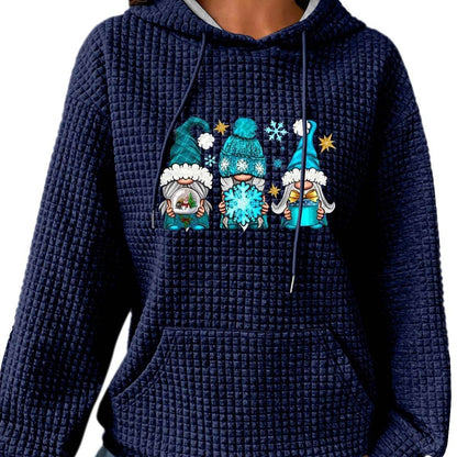 Women's Olive Green Hooded Waffle Sweater - Trendy Patchwork Design - Buy Center