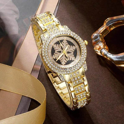Snowflake Pattern Jewelry Set - Luxury Watch, Necklace & Bracelet - Buy Center