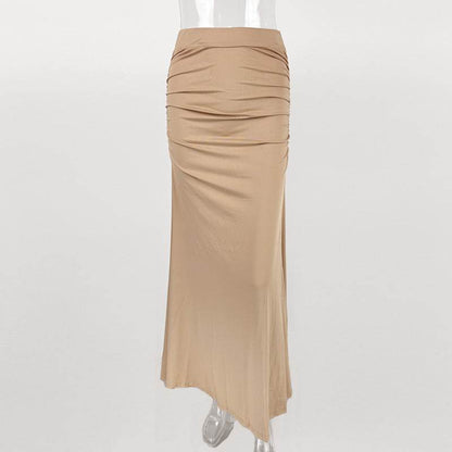 Sexy Slim Hip Pleated Long Dress - European & American Style Fashion - Buy Center