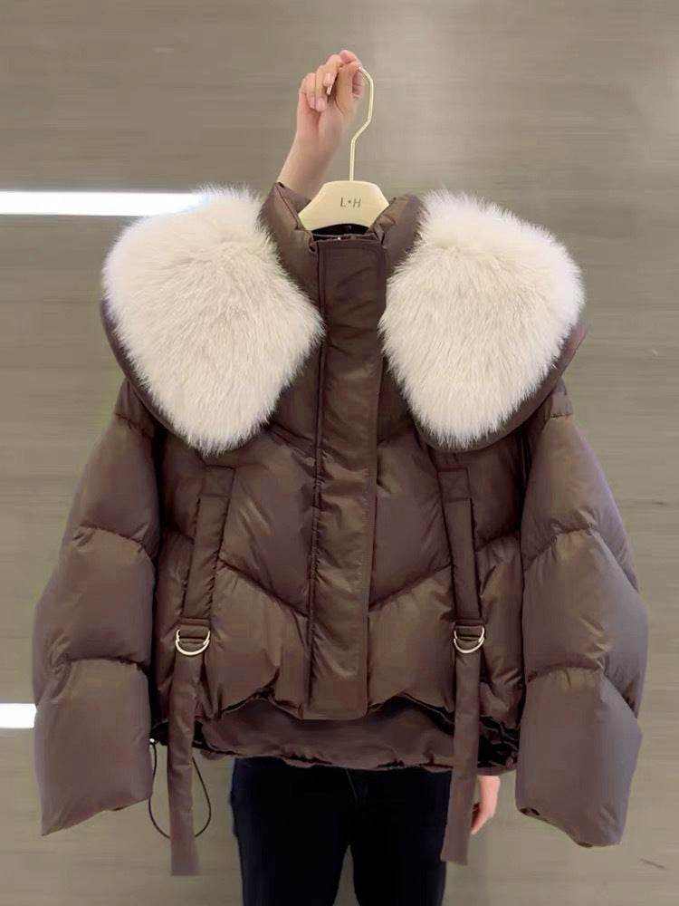 Women's Winter Black Cotton Padded Coat - Stylish, Warm, Chic Fur Collar - Buy Center