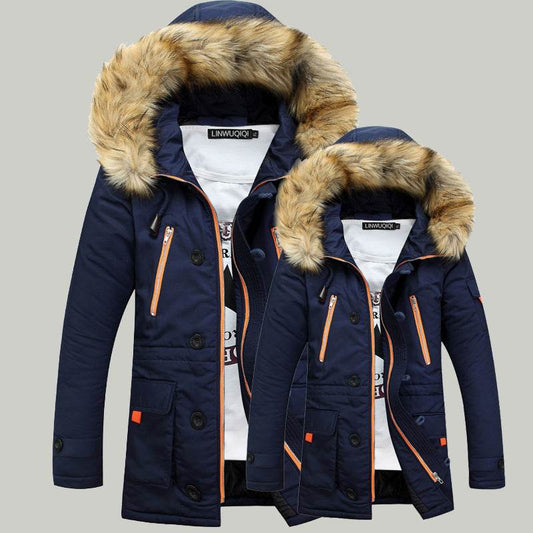 Buycenter Men's Slim Hooded Padded Jacket - Stylish Leather for Winter - Buy Center