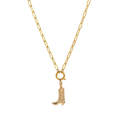 Fashion Boots Gold Pendant Necklace - Pentagram & Cowboy Hat Design - Buy Center