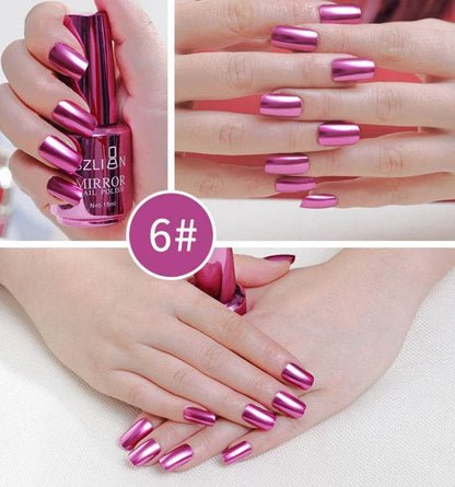 12-Color Mirror Nail Polish - Dazzling Metallic Shine for Fashionistas - Buy Center