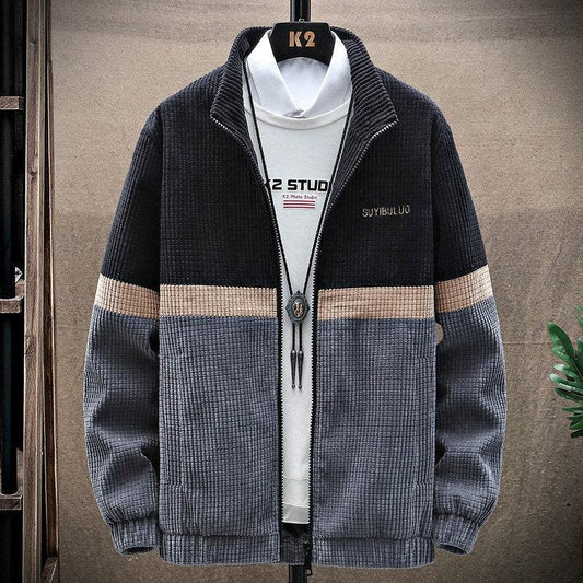 Men's Casual Stand-Up Collar Jacket - Genuine Leather Baseball Style - Buy Center