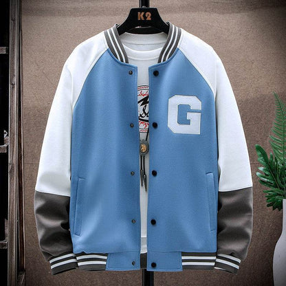Men's Casual Stand-Up Collar Jacket - Genuine Leather Baseball Style - Buy Center