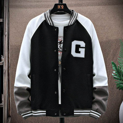Men's Casual Stand-Up Collar Jacket - Genuine Leather Baseball Style - Buy Center