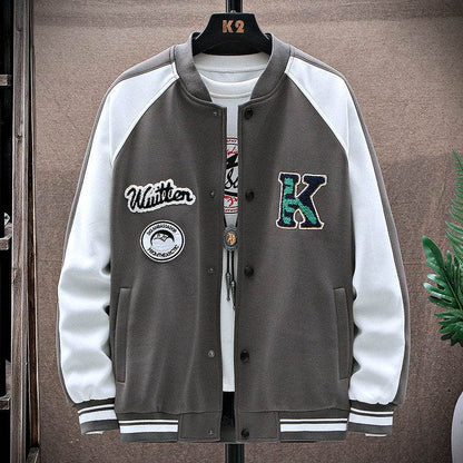 Men's Casual Stand-Up Collar Jacket - Genuine Leather Baseball Style - Buy Center