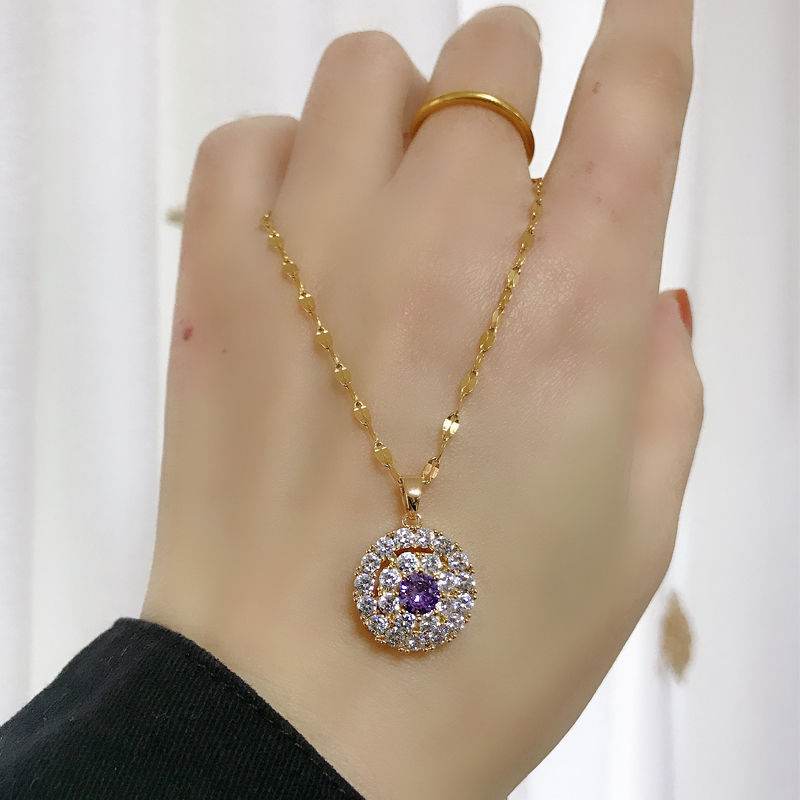 Stylish Diamond Pendant Necklace - Korean Geometric Design in Titanium - Buy Center
