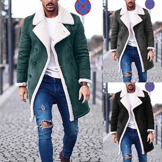 Buycenter Warm Fleece Suede Coat - Medium Length Casual Style for 2025 - Buy Center
