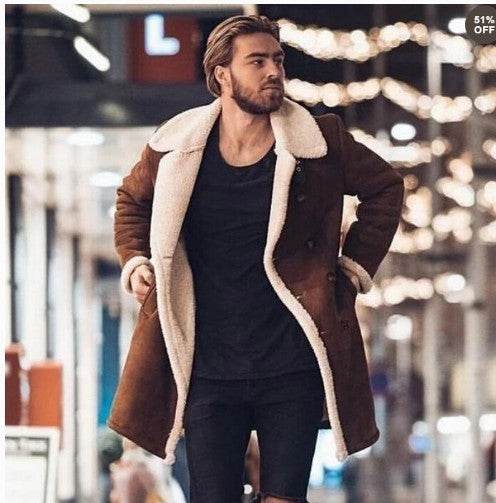 Buycenter Warm Fleece Suede Coat - Medium Length Casual Style for 2025 - Buy Center