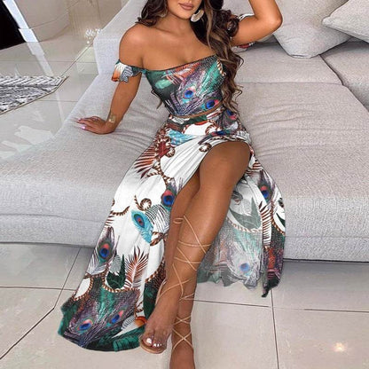 Buycenter Mid-Length Retro Tube Top Suit Dress - Bohemian Summer Style - Buy Center