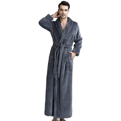 Thick Waist Velvet Men's Bathrobe - Stylish Long Flannel Cardigan 2025 - Buy Center