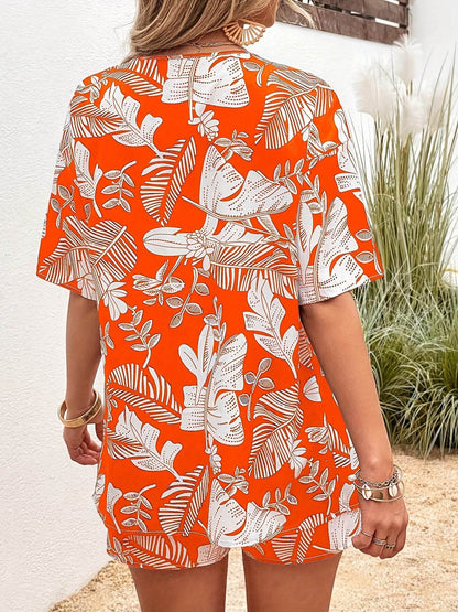 Women's Bohemian Beach Outfit - Floral 2pcs Shorts and Top Set - Buy Center
