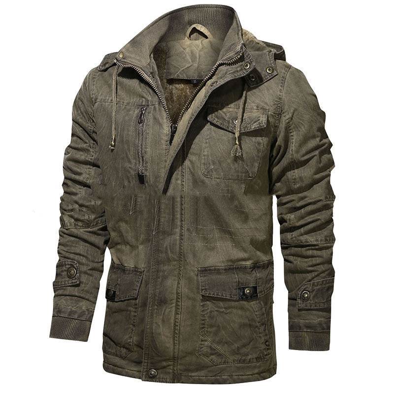 Buycenter Retro Cotton Men's Coat - Plush, Loose Fit, Multi-Pocket Style - Buy Center