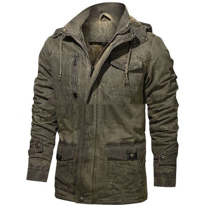 Buycenter Retro Cotton Men's Coat - Plush, Loose Fit, Multi-Pocket Style - Buy Center