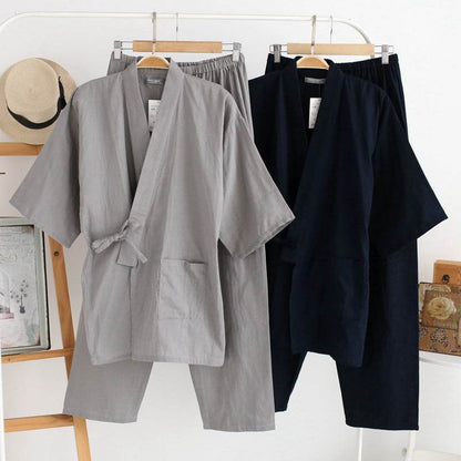 Comfortable Men's Cotton Kimono Pajamas - Breathable & Loose Design - Buy Center