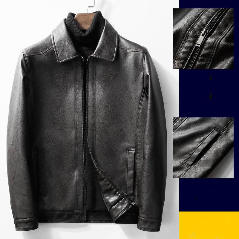 Trendy Slim Fit Leather Jacket for Men - Zipper Pockets, Autumn Style - Buy Center