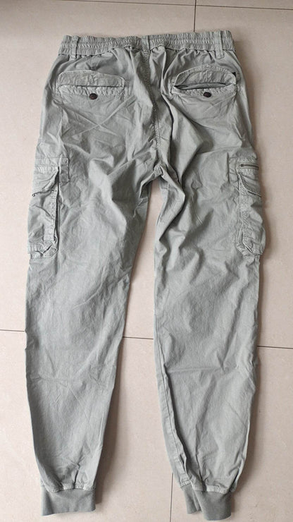 Solid Color Men's Cargo Pants - Multi-Pocket Ankle Style for Comfort - Buy Center