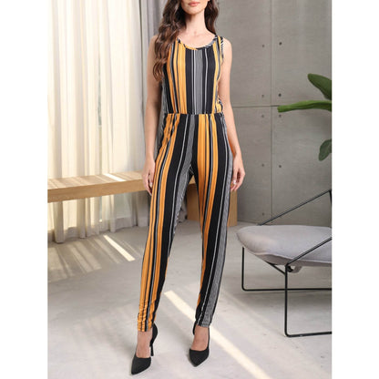 Women's Striped Sleeveless Jumpsuit - Trendy Spring/Summer Fashion Style - Buy Center
