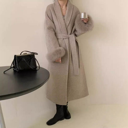 Women's Reversible Cashmere Coat - Elegant Long Lapel & Stylish Design - Buy Center