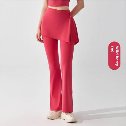 Nude Feel High Waist Bell Bottom Pants - Stylish Comfort & Detachable Skirt - Buy Center