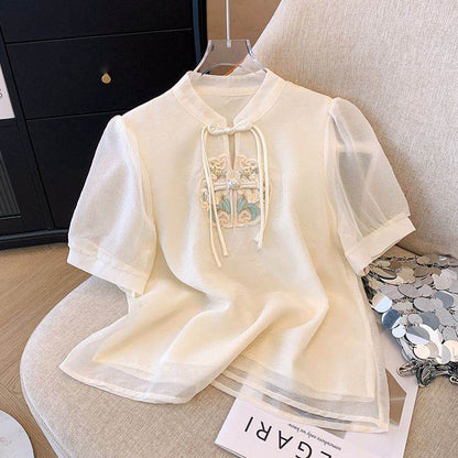 Women's Summer Embroidered Chiffon Shirt - Lightweight & Stylish Blouse - Buy Center