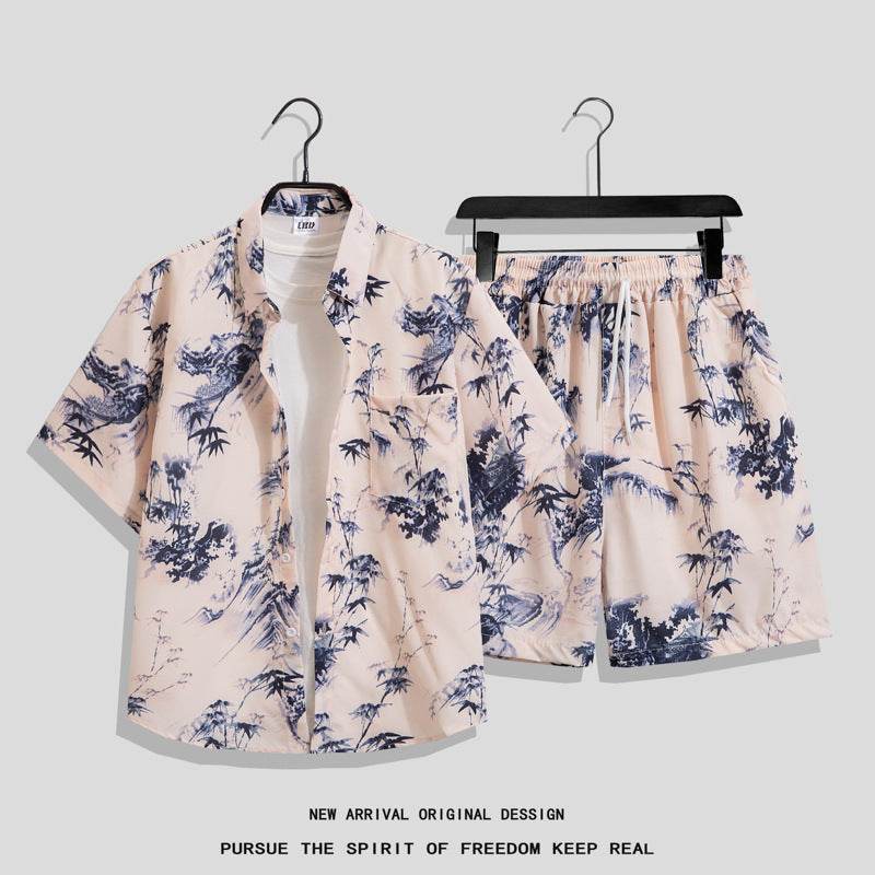 Hong Kong Style Retro Printed Shirt - Men's Short Sleeve Summer Top - Buy Center
