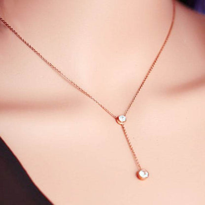 Monica 18K Rose Gold Drill Necklace - Elegant Geometric Design for Ladies - Buy Center