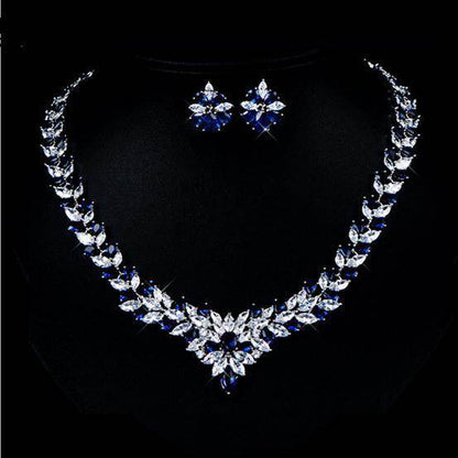 Zircon Flower Stud Necklace Set - Elegant Gold-Plated Jewelry for Every Occasion - Buy Center