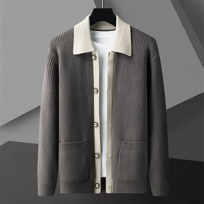 Men's Trendy Long-Sleeved Sweater Coat - Stylish Khaki, Black, Green Options - Buy Center