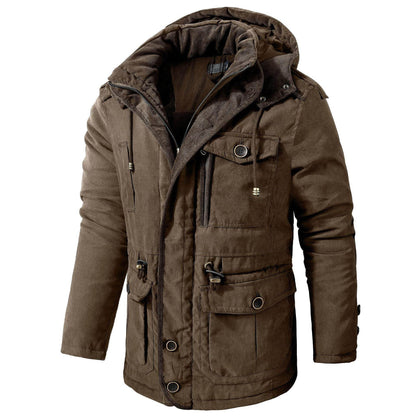 Men's Plus Size Hooded Fleece-Lined Parka - Stylish Mid-Length Winter Coat - Buy Center