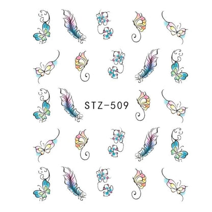 Butterfly Flower Nail Art Stickers - DIY Water Transfer Decals for Manicures - Buy Center