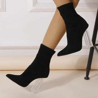 Buycenter High-Heeled Crystal Heel Boots - Women's Autumn Party Shoes - Buy Center