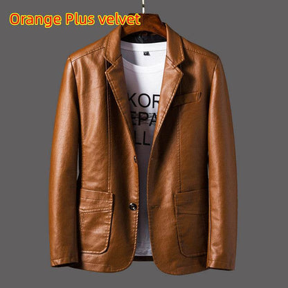Men's Slim Fit Leather Jacket - Studded Lapels for Autumn & Winter - Buy Center
