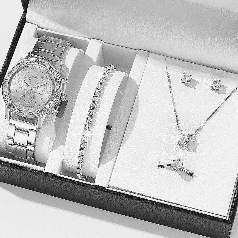 Women's Quartz Diamond-Embedded Watch - Stylish Rose Gold & Silver - Buy Center