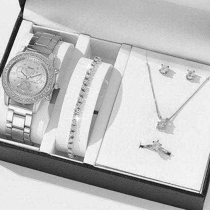 Women's Quartz Diamond-Embedded Watch - Stylish Rose Gold & Silver - Buy Center